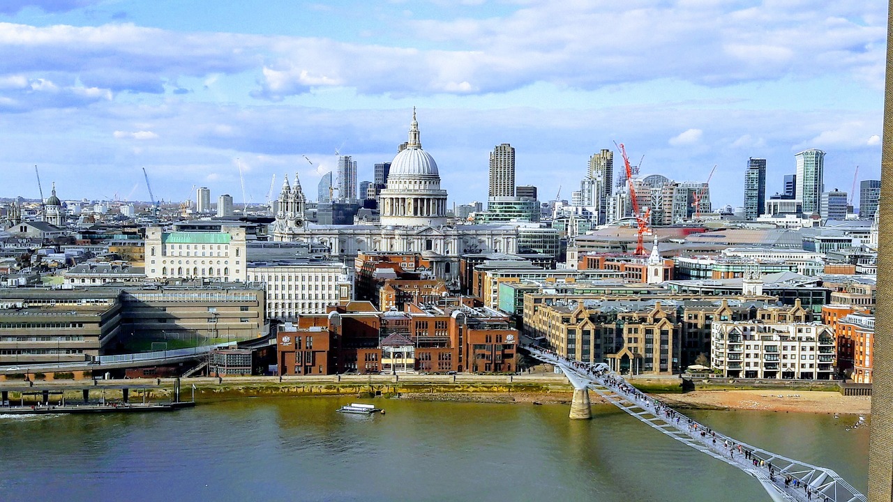 St Paulius,  Londonas,  Tūkstantmečio Tiltas,  Thames,  Vanduo,  Architektūra,  Miestas,  Kelionė,  Upė,  Panorama