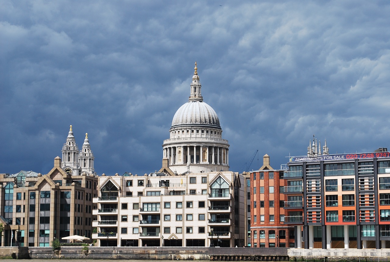 Švento Pauliaus Katedra, Thames, Londonas, Katedra, Orientyras, Bažnyčia, Miesto Panorama, Britanija, Kupolas, Religija