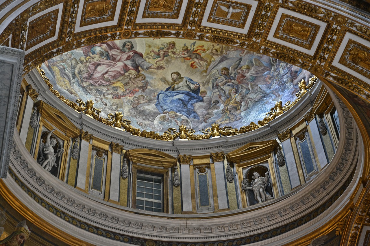 St Peterio Bazilika, Padengti Freskomis, Roma, Nemokamos Nuotraukos,  Nemokama Licenzija