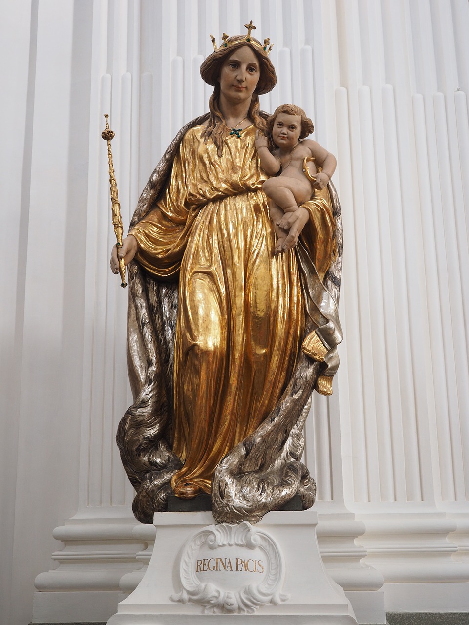 St Ursen Katedra, Regina Pacis, Marija, Vaikas, Figūra, Holzfigur, Mergelė Marija, Auksinis, Jėzus, St Ursus Katedra