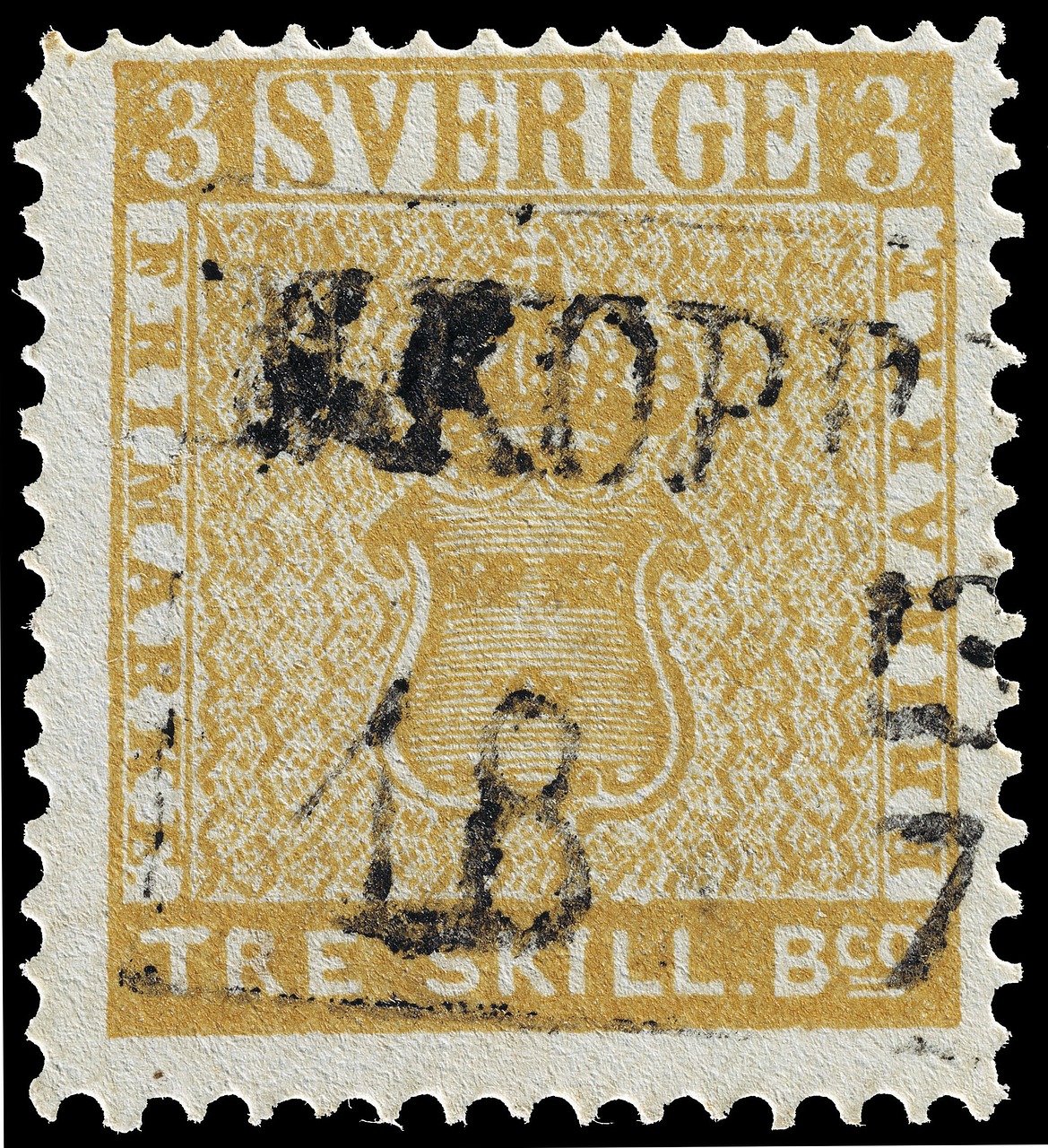 Antspaudas, Tre Skilling Banco Error, Švedijos, Trys, 3, 1855, Vertingas, Brangus, Retai, Švedija