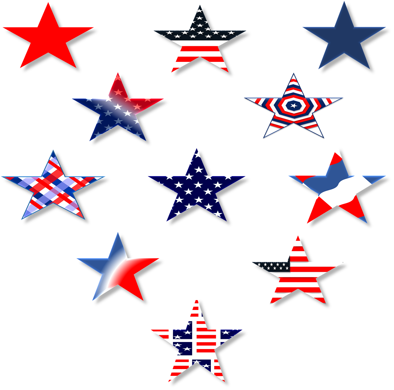 Žvaigždė,  Raudona,  Balta,  Mėlynas,  Amerikietis,  Usa,  Simbolis,  3D,  Liepa,  4-As