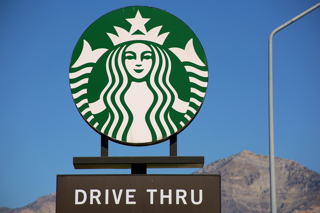 Starbucks, Kava, Žalias, Balta, Logotipas, Važiuoti Per, Kelio Ženklas, Nemokamos Nuotraukos,  Nemokama Licenzija