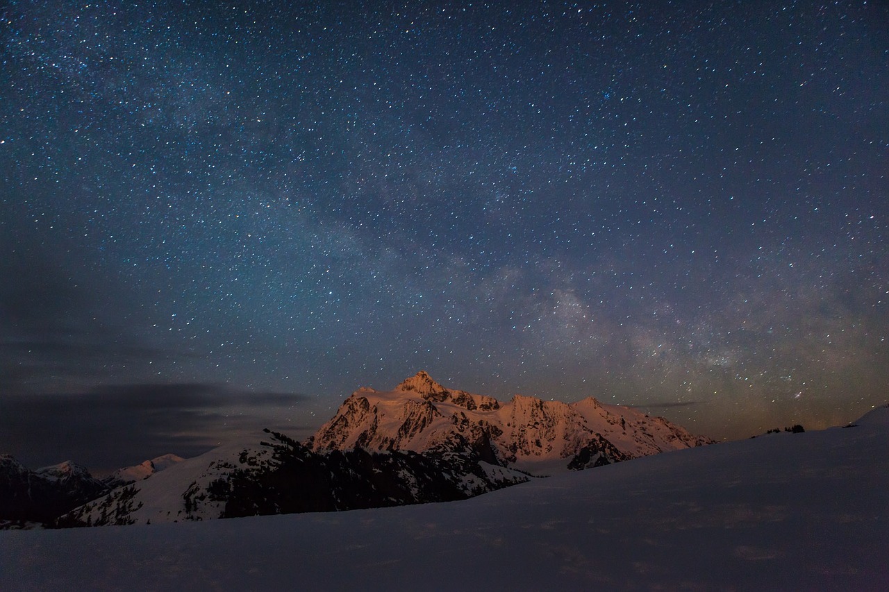 Žvaigždės,  Naktis,  Kalnai,  Žiema,  Sniegas,  Šaltas,  Dusk,  Dangus,  Astronomija,  Gamta