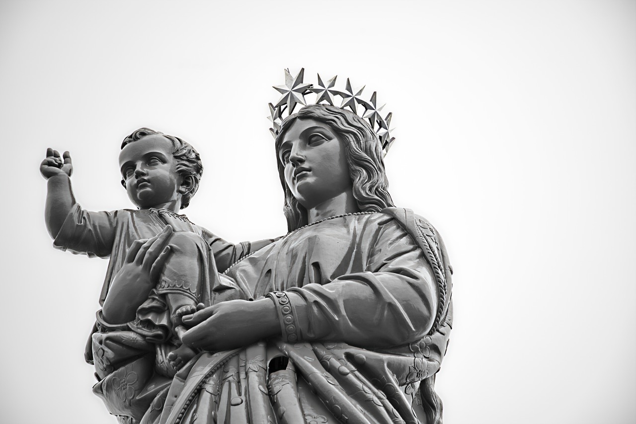 Statula, Pirmoji, Puy In Velay, France, Pirmoji Ir Vaiko Statula, Meno Kūrinys, Religinis, Nemokamos Nuotraukos,  Nemokama Licenzija