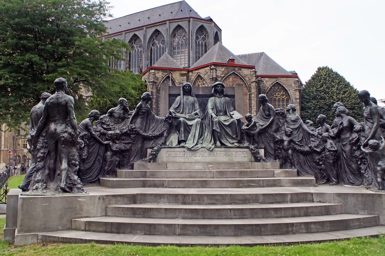 Statula, Van Eyck, Johann, Hubert, Broliai, Gent, Belgija, Bronzos Statula, Nemokamos Nuotraukos,  Nemokama Licenzija