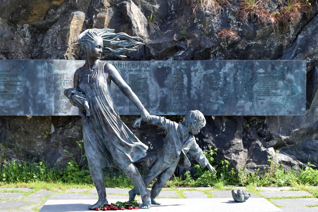 Statula, Skulptūra, Oslo, Paminklas, Skandinavijos Žvaigždė, Motina, Vaikas, Prarastas, Teddy, Bronza