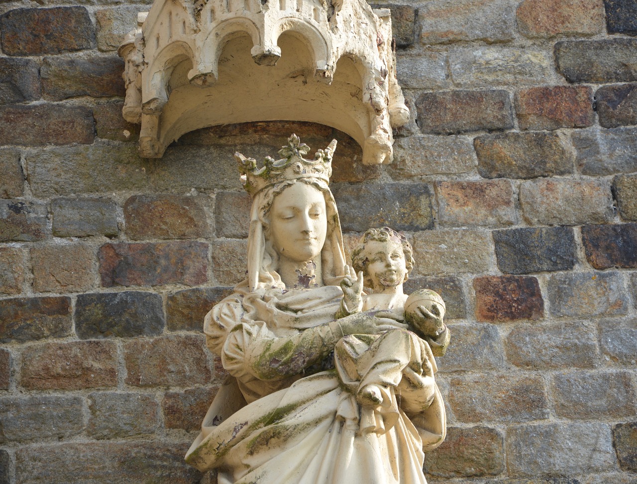 Statula, Mary Jėzus, Portretas, Galva, Tikėjimas, Religinis Asmuo, Šventoji Mergelė, Fresnėjaus, Brittany, France