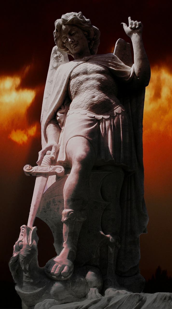 Statula, Archangelas Michailas, Drakonas Kardas, Kapinės, Religija, Skulptūra, Paminklas, Krikščionybė, Katalikų, Religinis