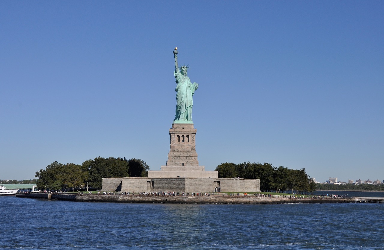 Laisvės Statula, Laisvės Sala, Niujorkas, Manhatanas, Sala, Nyc, Miesto Panorama, Uostas, Pritraukimas, Orientyras