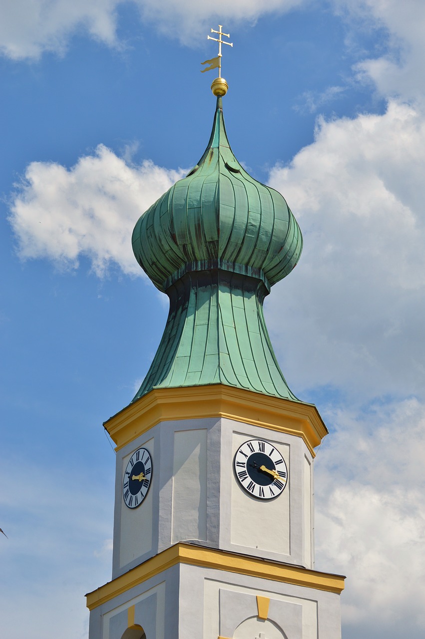 Bokštas, Svogūnų Kupolas, Bažnyčia, Spire, Bažnyčios Laikrodis, Bokštas, Bokštai, Dangus, Architektūra, Krikščionybė