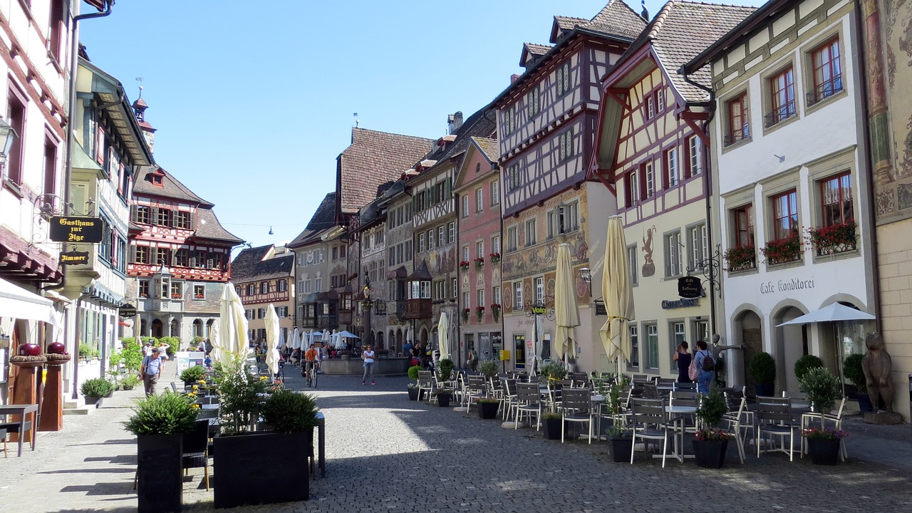 Stein Am Rhein, Turizmas, Kelionės Tikslas, Miestas, Pastatų Dažymas, Fasadai, Tylus, Rinas, Šveicarija, Šventė