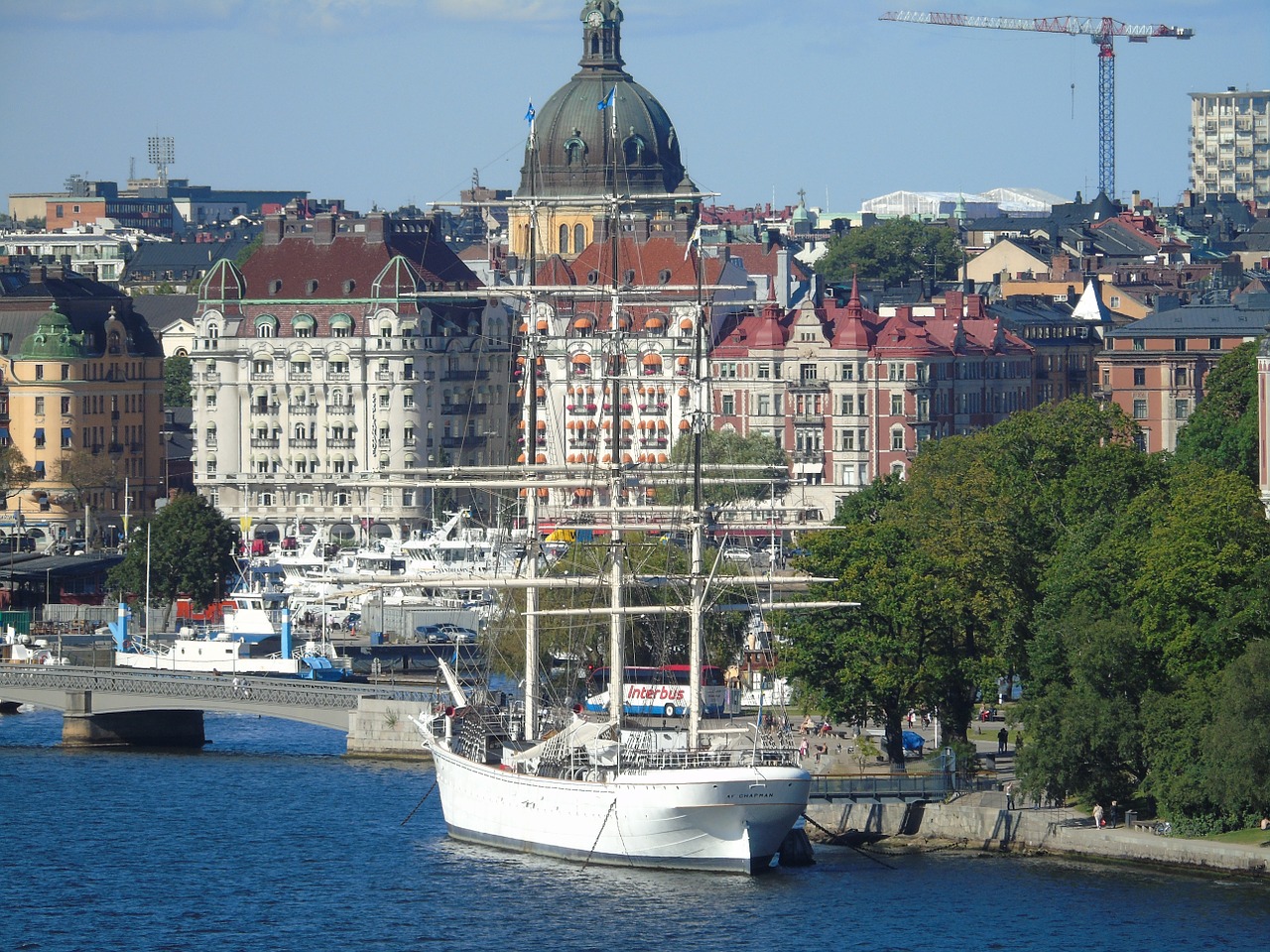 Stockholm, Af Chapman, Švedija, Vanduo, Nakvynės Namai, Burlaivis, Laivas, Kapitalas, Vasara, Dangaus Mėlynumo