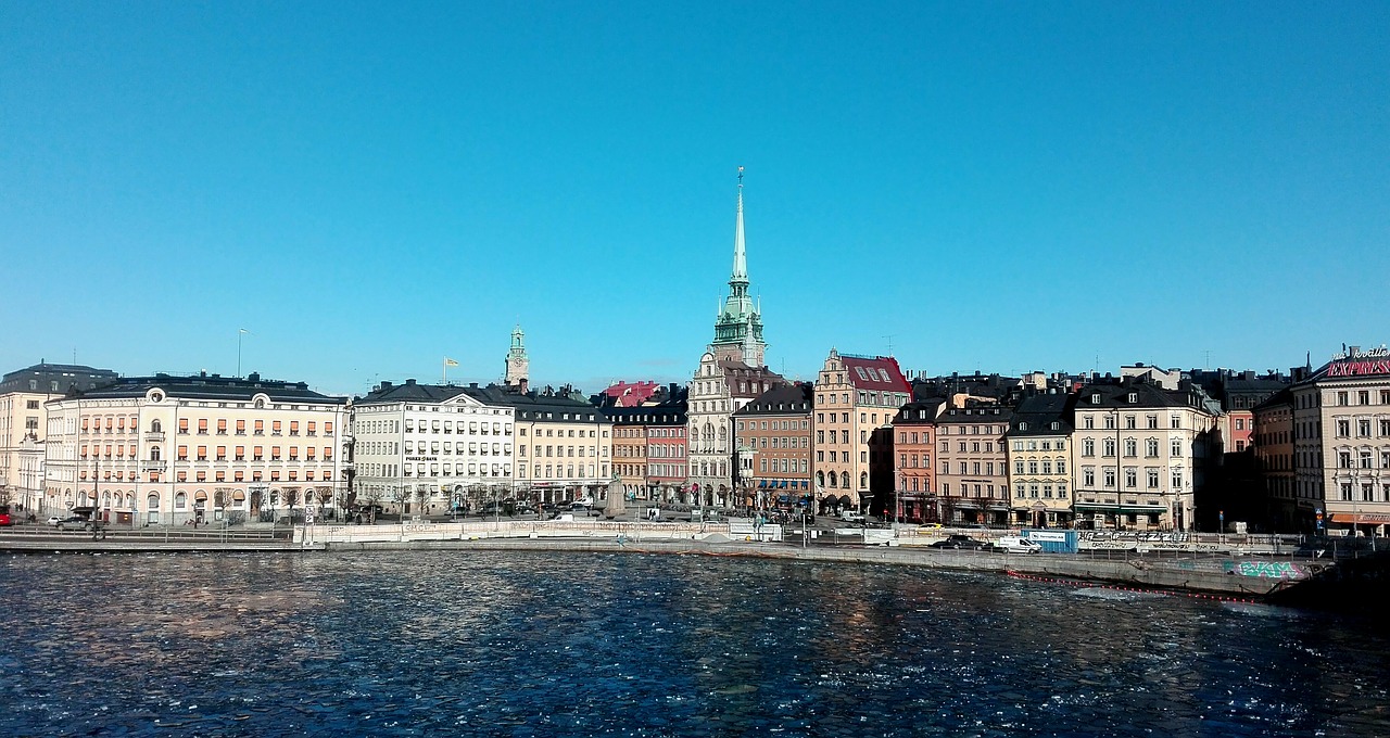 Stockholm, Švedija, Namai, Jūra, Skandinavija, Dangus, Mėlynas, Pastatai, Šiaurės Šalys, Miestas