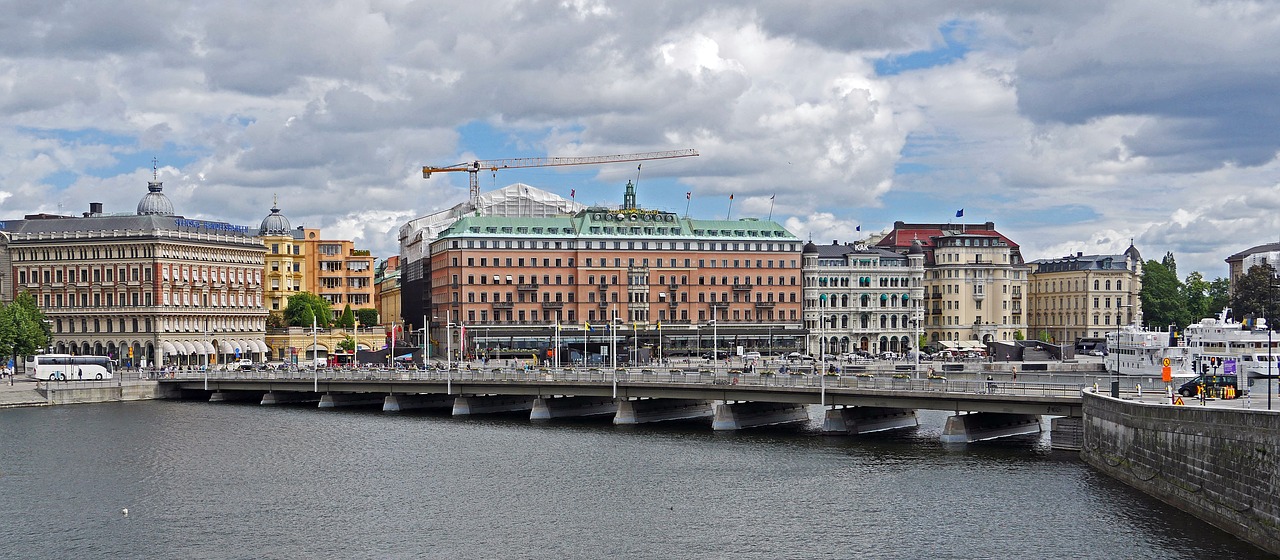 Stockholm, Centras, Kapitalas, Švedija, Centro, Didysis Viešbutis, Restoranas, Komercinis Bankas, Tiltas, Pagrindinė Upė