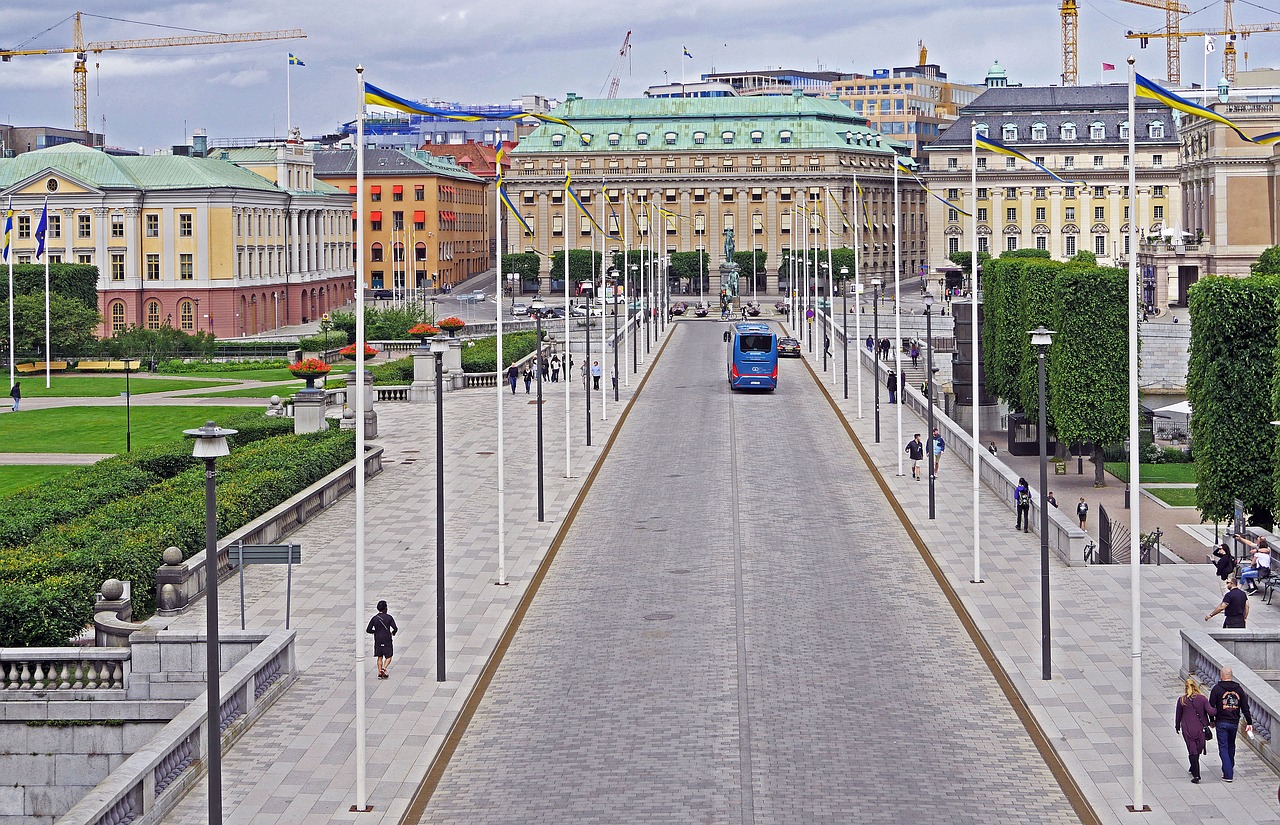 Stokholmo,  Parlamentas Sala,  Boulevard,  Peržiūrėti Nuo Miesto Rūmuose,  Graf-Adolf-Platz,  Vyriausybė Rajono,  Tiltai,  Downtown,  Stadtmitte,  Centrinis