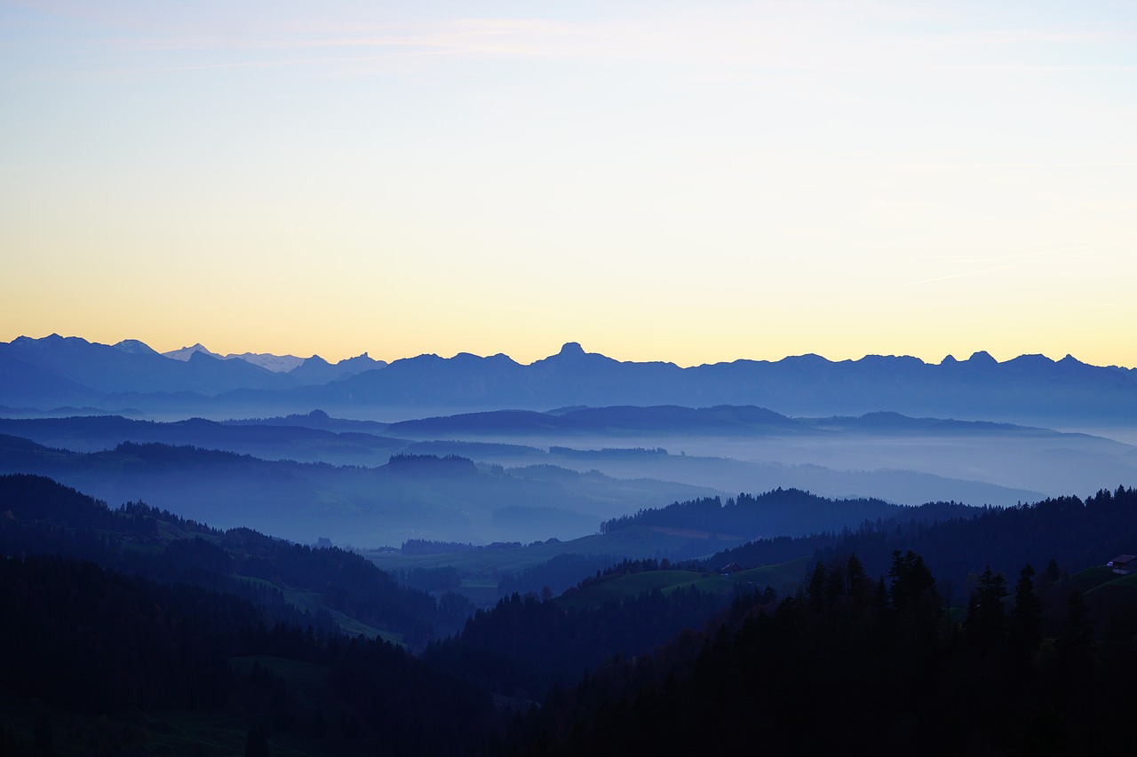 Stockhorn, Nebellandschaft, Berno Alpės, Emmental, Kalnai, Alpių, Berni Oberland, Šveicarija, Alpių Panorama, Panorama