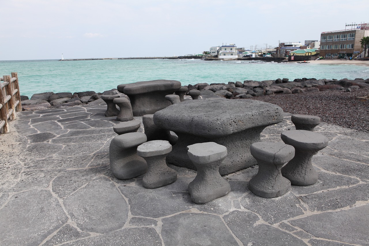 Akmens Statula, Smaragdo Jūra, Jeju Sala, Intercapped Beach, Mėlyna Jūra, Jeju Salos Jūra, Vasara, Kelionė Į Jeju Salą, Jūros Sala, Jūra