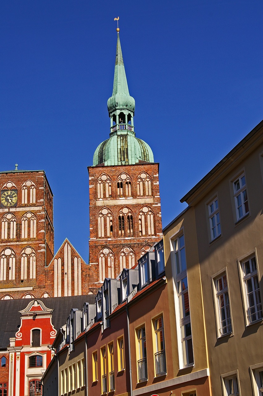 Stralsund,  Nikolajus Bažnyčia,  Architektūra,  Bažnyčia,  Fasadas,  Varpinė,  Rotušės Aikštė,  Katedra,  Vario Stogo,  Fasadinį Sienelę