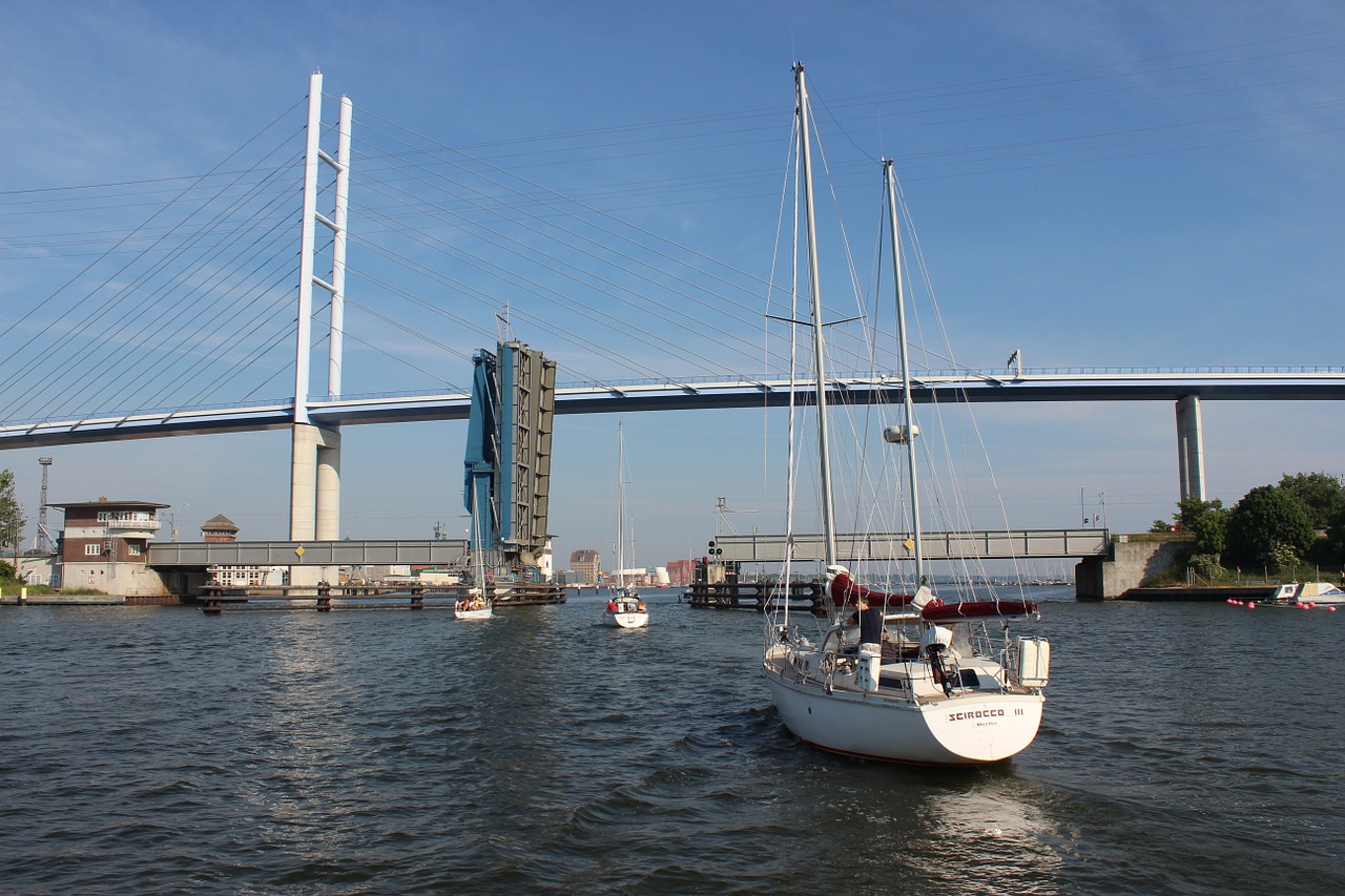 Stralsund, Burinė Valtis, Tiltas, Plytų Tiltas, Rügen Tiltas, Rügen, Rügen Tvenkinys, Vanduo, Bodden, Strelasund
