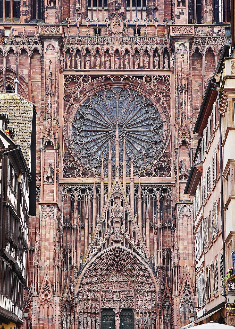 Strasbourg, Münsteris, Pagrindinis Portalas, Katedra, Garbinimo Namai, Architektūra, Pastatas, Orientyras, Alsace, France
