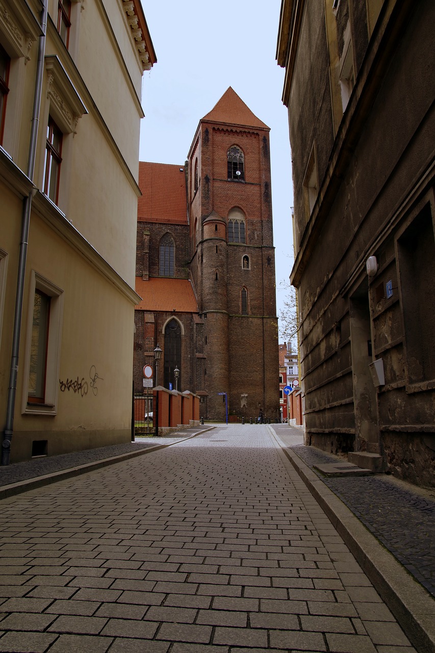 Gatvė, Miestas, Katedra, Bažnyčia, Dangas, Viduramžių, Gotika, Papludimys, Silesia, Lenkija