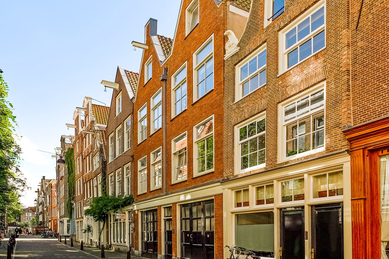 Gatvė, Namas, Pastatas, Fasadas, Plyta, Architektūra, Miestas, Miesto Panorama, Amsterdamas, Nyderlandai