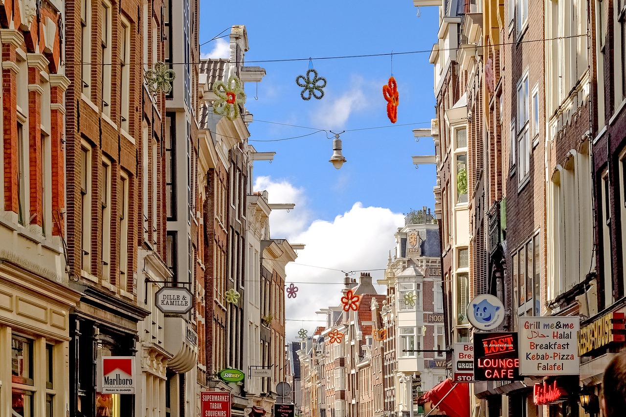 Gatvė, Parduotuvė, Fasadas, Plyta, Architektūra, Miestas, Miesto Panorama, Amsterdamas, Nyderlandai, Holland