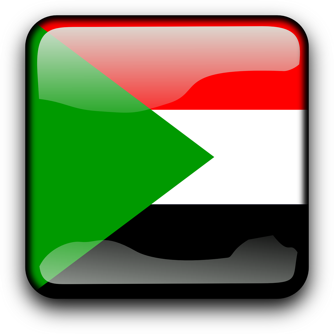 Sudanas, Vėliava, Šalis, Tautybė, Kvadratas, Mygtukas, Blizgus, Nemokama Vektorinė Grafika, Nemokamos Nuotraukos,  Nemokama Licenzija