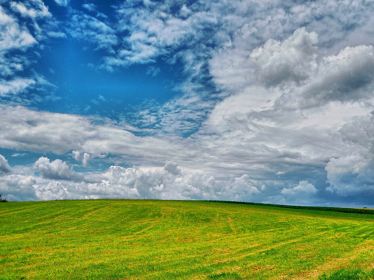 Vasara, Pieva, Mėlynas, Debesys, Cloudporn, Žalias, Laukas, Lauke, Dangus, Saulėtas