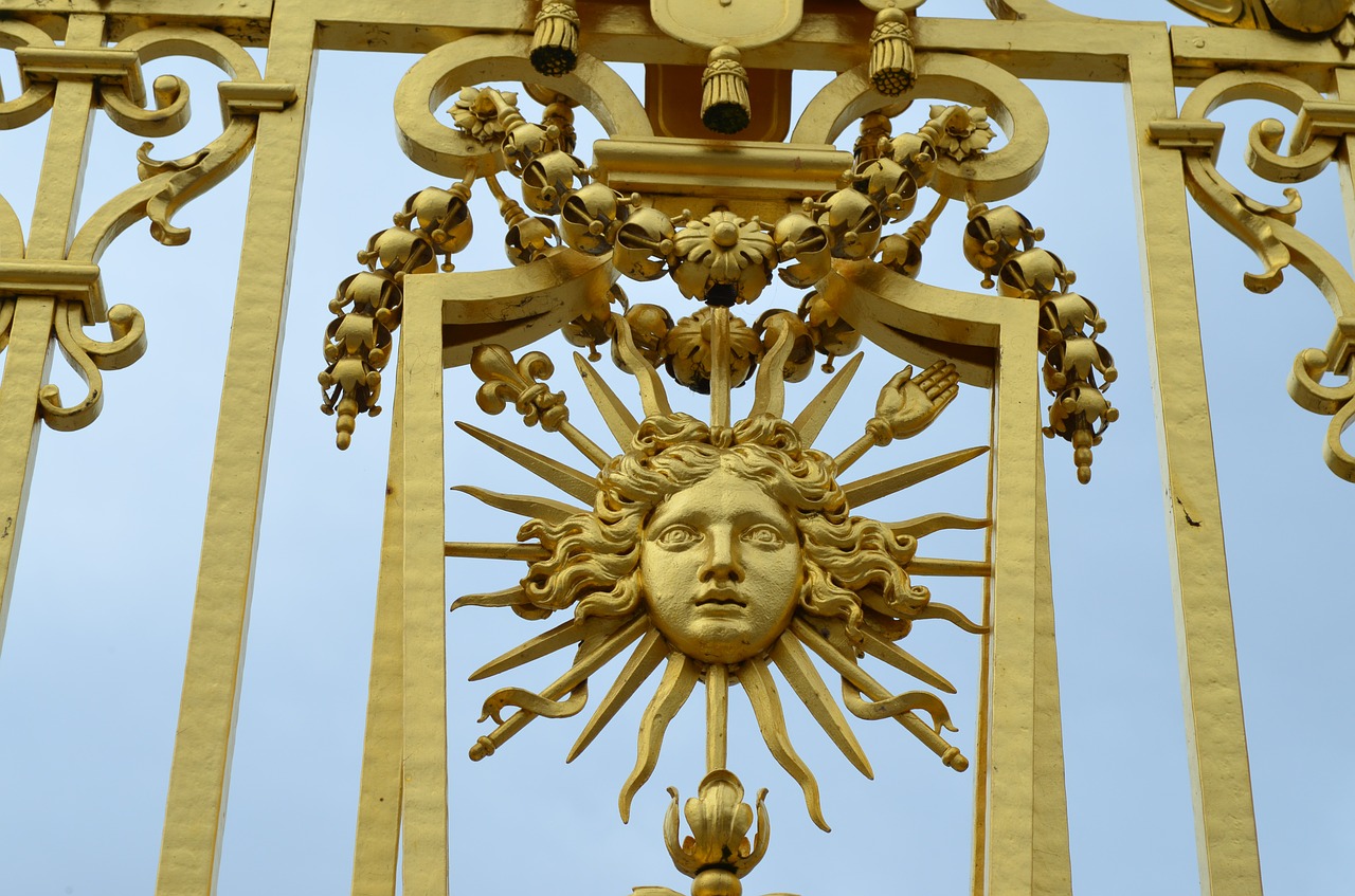 Saulės Karalius, Versailles, Tinklelis, Auksas, Saulė, Ludwig, Luisas, France, Ornamentas, Daugialypis