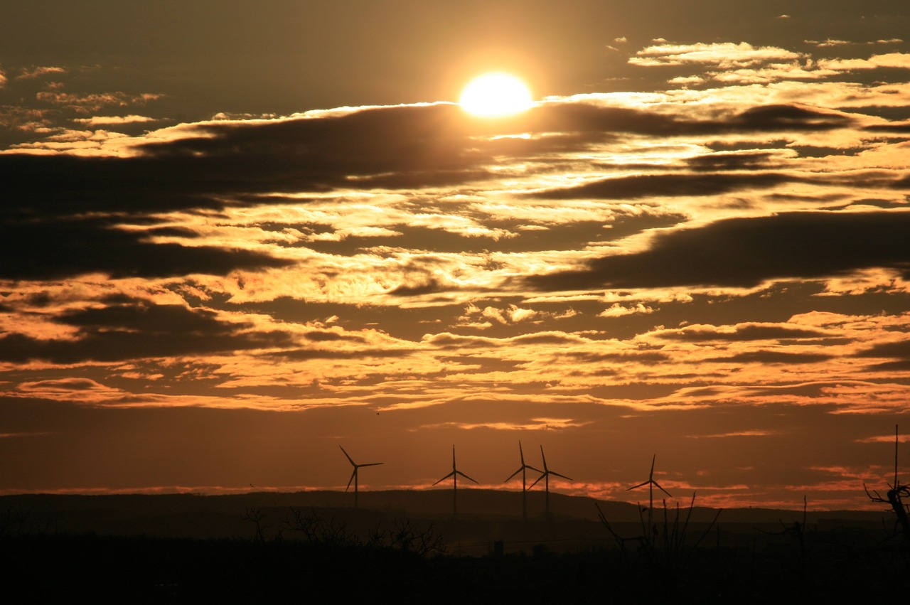 Saulėtekis, Saulė, Dangus, Windräder, Vėjo Jėgainės, Nemokamos Nuotraukos,  Nemokama Licenzija