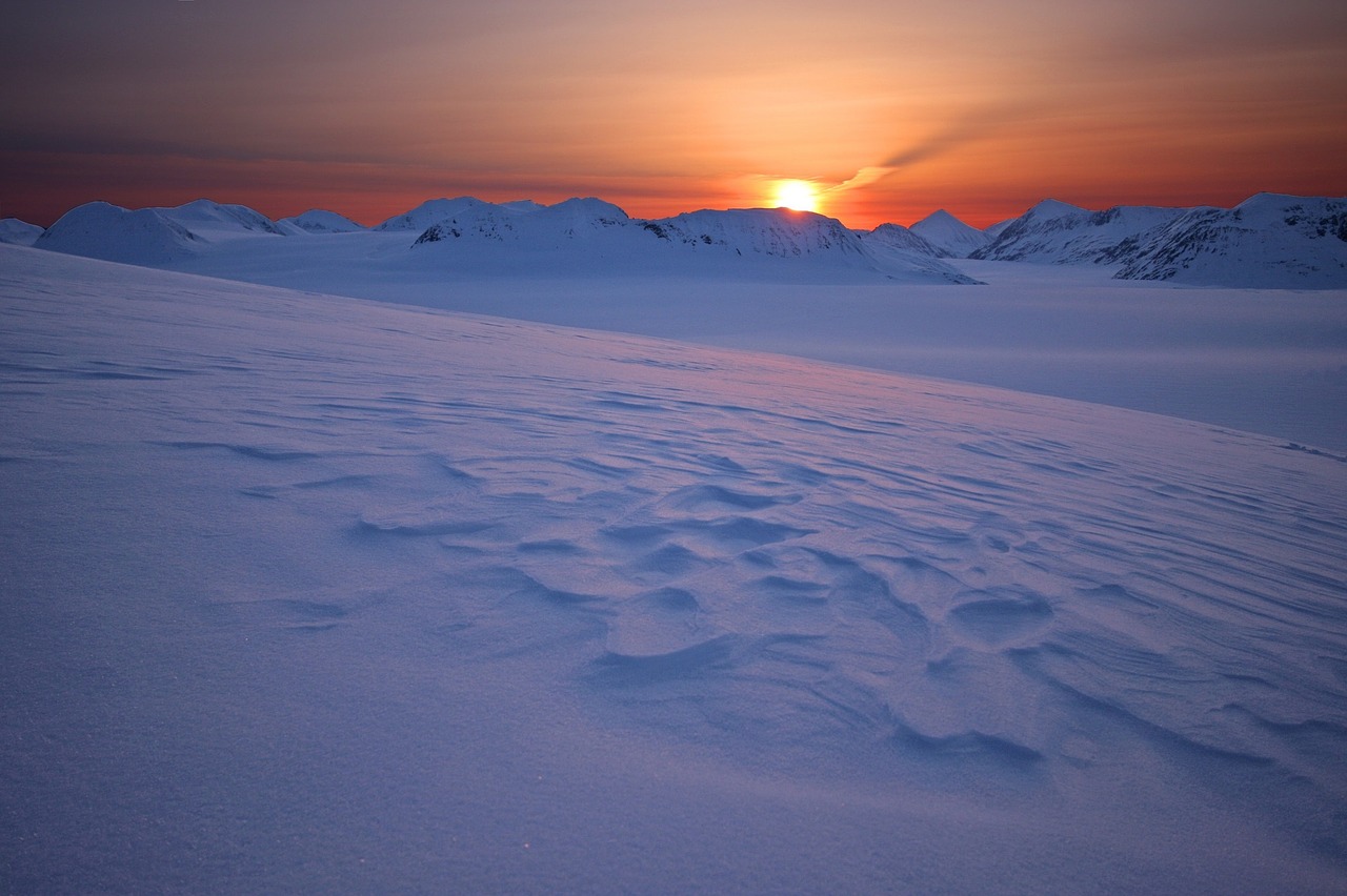 Saulėtekis, Kietėjantys Ledo Laukai, Sniegas, Šaltas, Spalvinga, Dangus, Sušaldyta, Kenai Fjordų Nacionalinis Parkas, Alaska, Usa