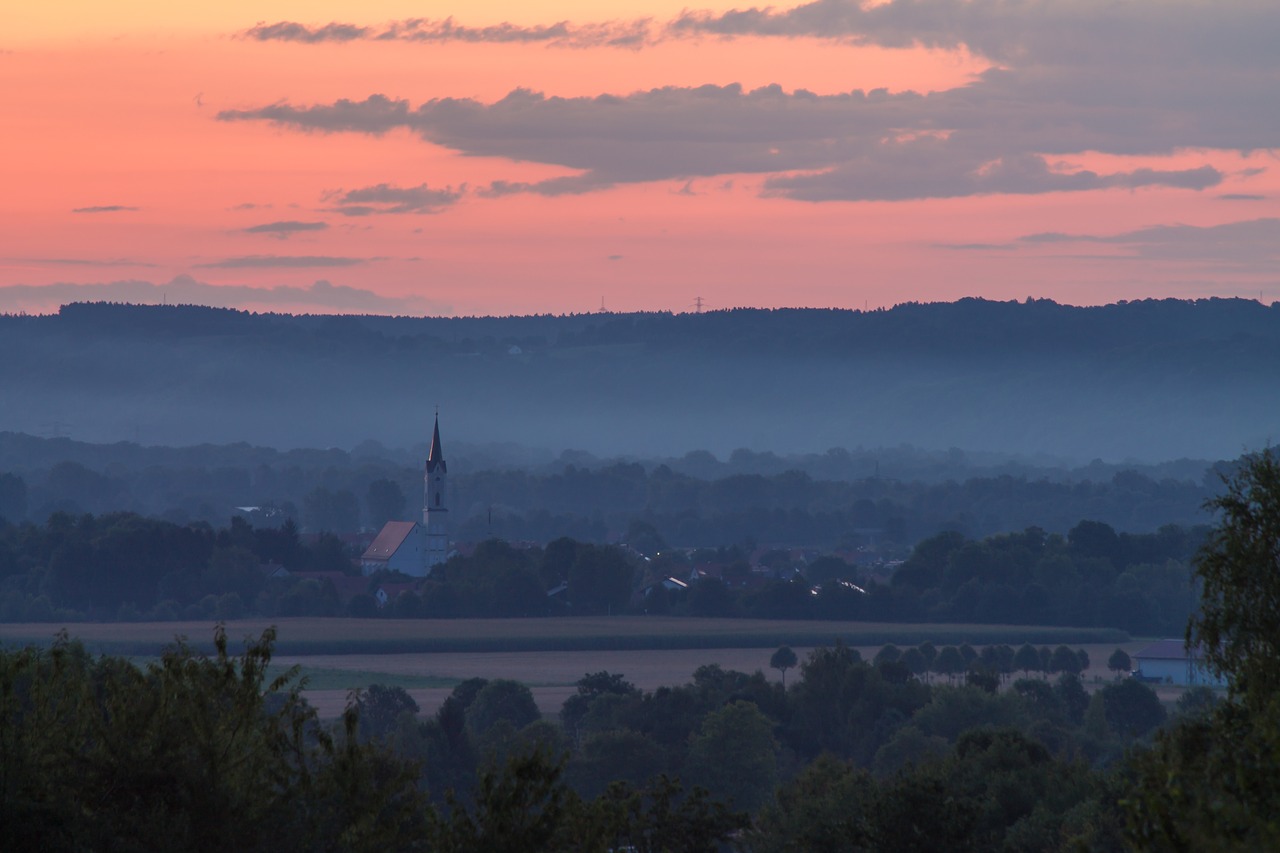 Saulėtekis, Bavarija, Vokietija, Nuotaika, Romantiškas, Atmosfera, Saulė, Morgenstimmung, Rytas, Ryto Saulė