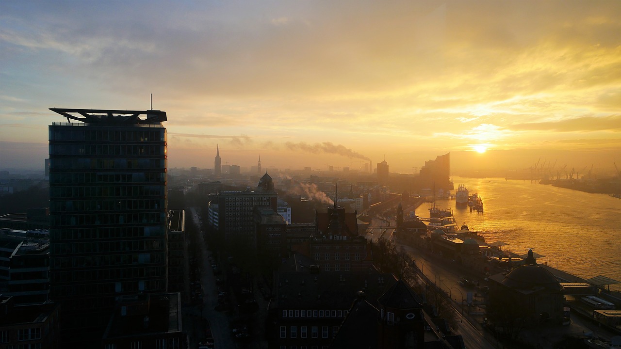 Saulėtekis, Hamburgas, Uostas, Pastatas, Panorama, Architektūra, Dangus, Miestas, Elbės Filharmonijos Salė, Speicherstadt