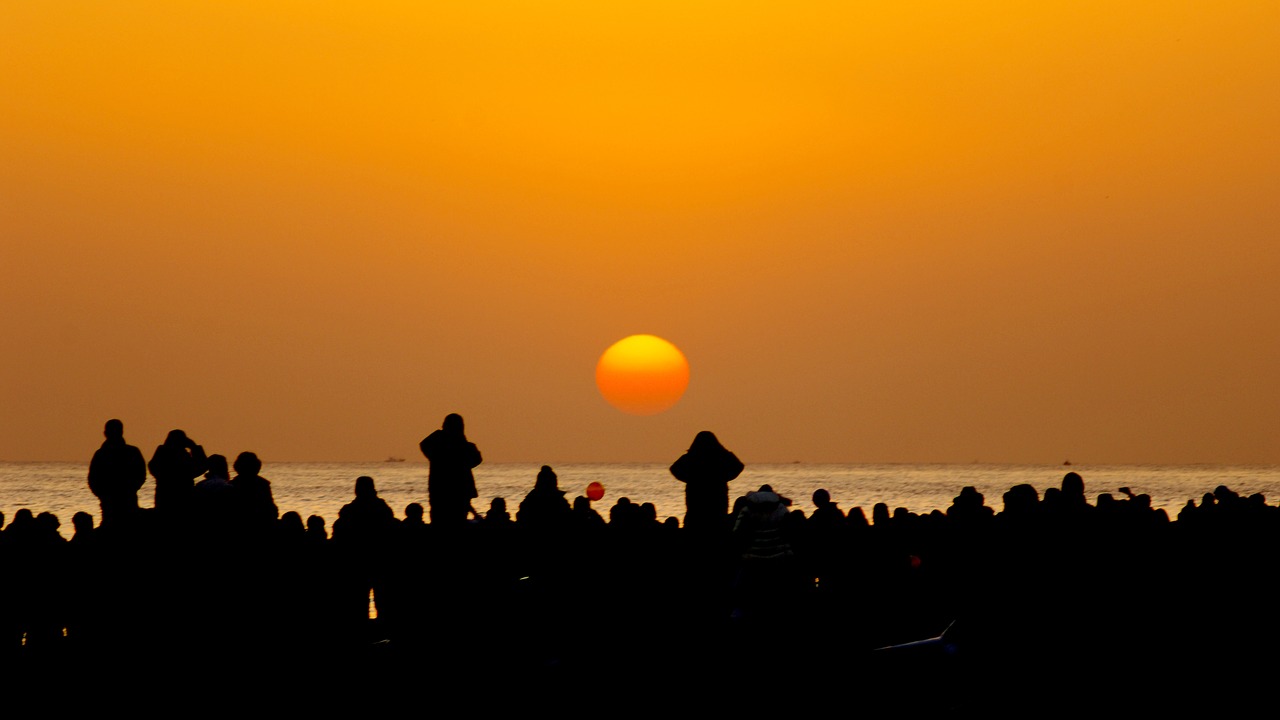 Sunrise,  Šydas,  Žiemos,  Siluetas,  Naujų Metų,  Gangneung,  Šis Tipas,  Japonijos Jūros,  Korėja,  Jiangmen Paplūdimys