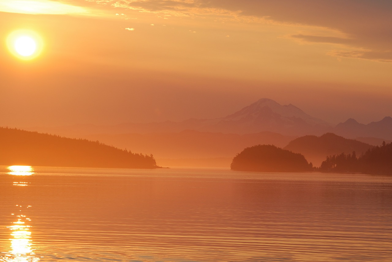 Sunrise,  Salos,  Lopez Sala,  Vašingtonas,  Keltas,  Dangus,  Saulė,  Kraštovaizdis,  Nuotaika,  Panorama