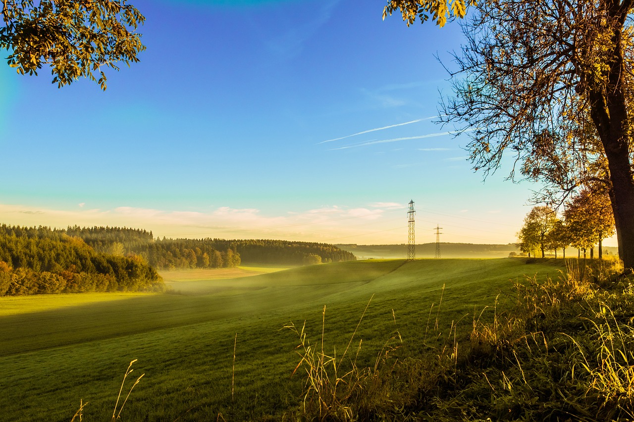 Saulėtekis, Dangus, Rytas, Debesys, Fonas, Rūkas, Herbstnebel, Ryto Valanda, Strommast, Jėgos Linija