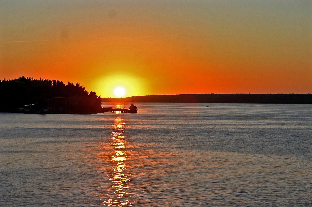 Saulėtekis, Švedija, Archipelagas, Jūra, Kraštovaizdis, Gamtos Įrašymas, Baltijos Jūra, Vakaras, Šviesa, Oranžinė