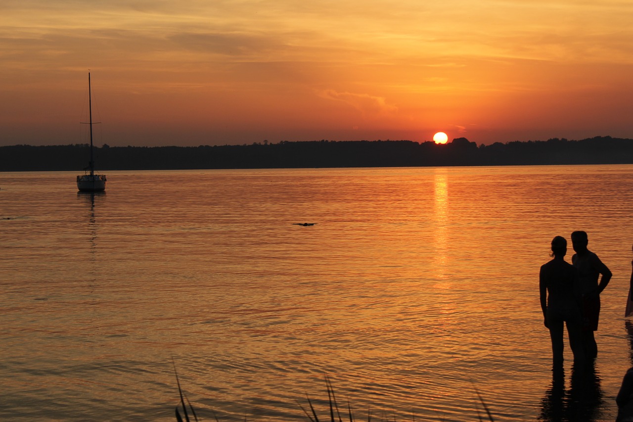 Saulėlydis, Ežeras, Gamta, Vanduo, Romantika, Abendstimmung, Saulė, Kraštovaizdis, Vakaras, Boot