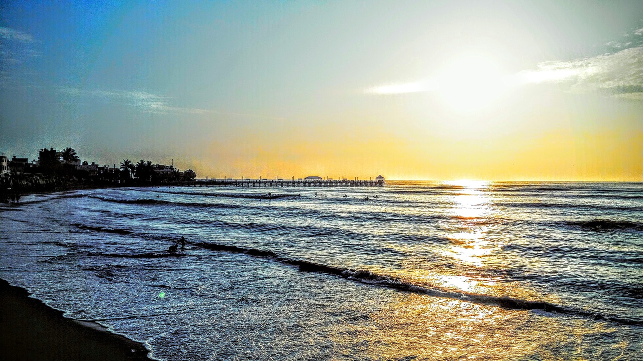 Saulėlydis, Huanchaco, Costa, Mar, Sol, Papludimys, Peru, Šiaurinės Pakrantės Peru, Trujillo, Beira Mar