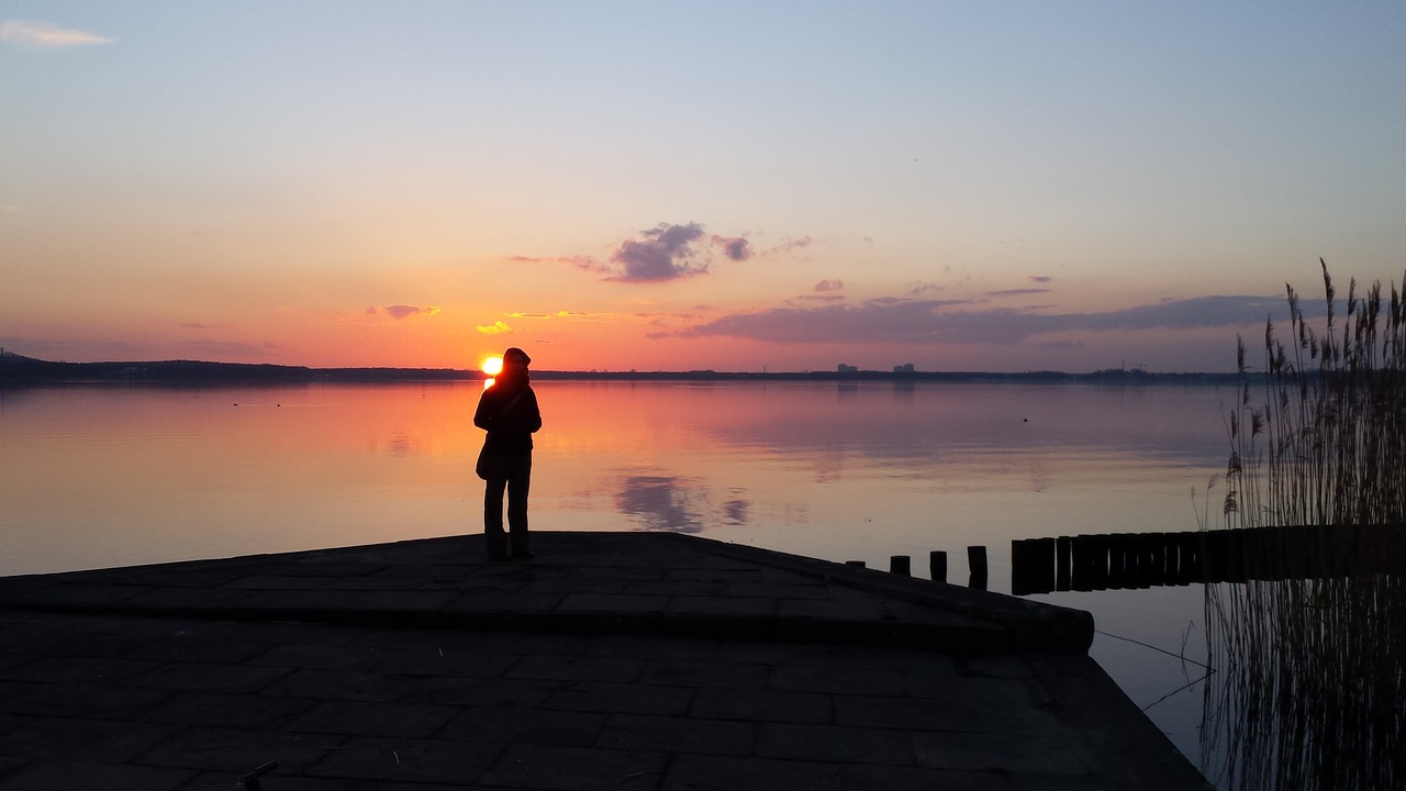 Saulėlydis, Melancholija, Müggelsee, Dangus, Ežeras, Vanduo, Debesys, Panorama, Internetas, Nuotaika