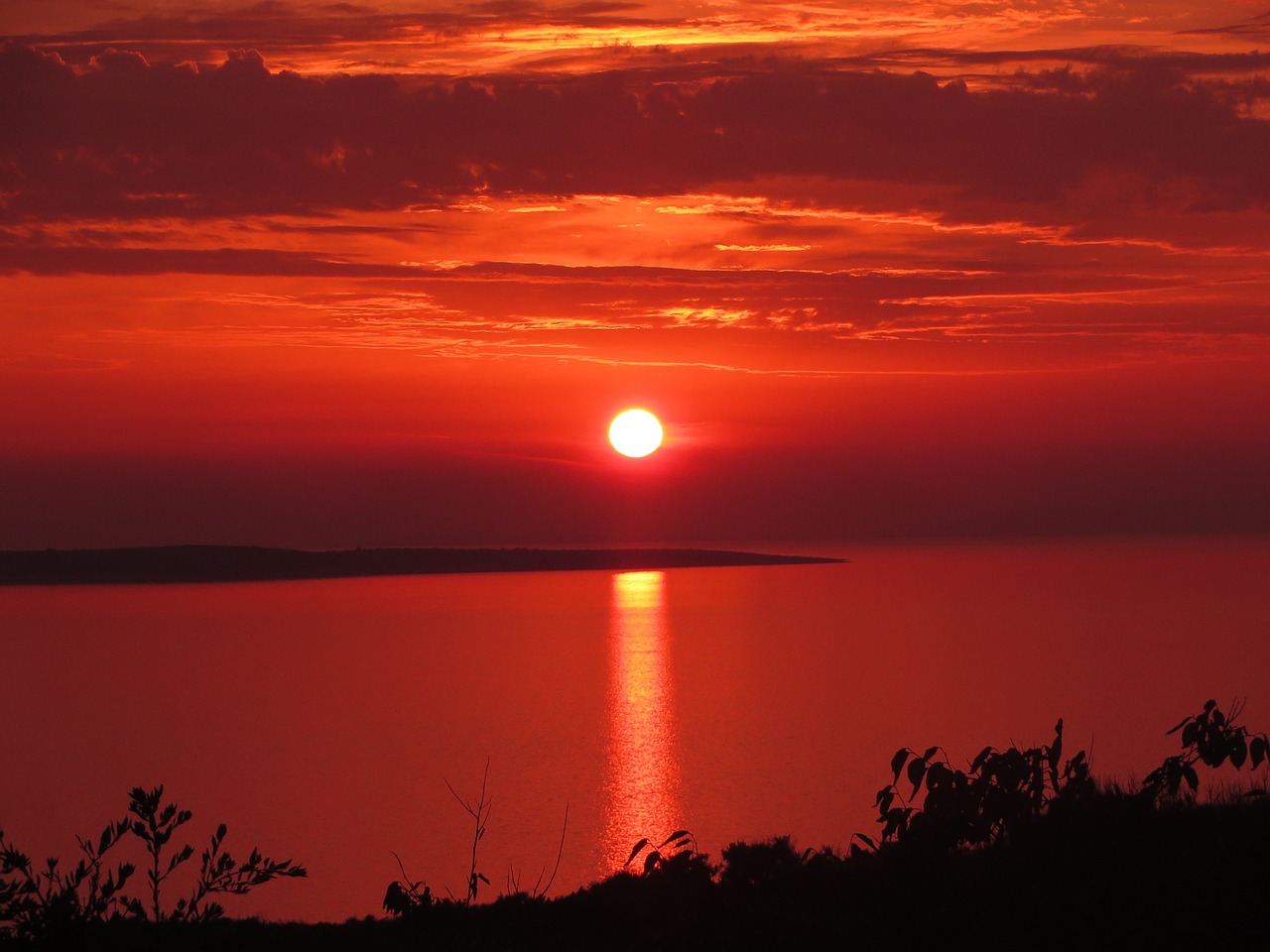 Saulėlydis, Dusk, Saulė, Twilight, Dangus, Šventė, Jūra, Kroatija, Ramus, Costa