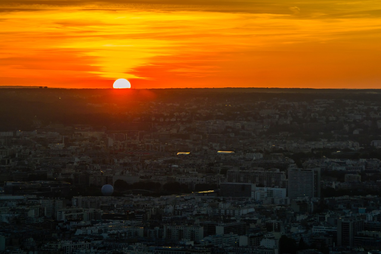 Saulėlydis, Paris, Miestas, France, Vaizdas, Vakaras, Apžvalga, Tolimas Vaizdas, Panoraminis Vaizdas Į Parizą, Regėjimas