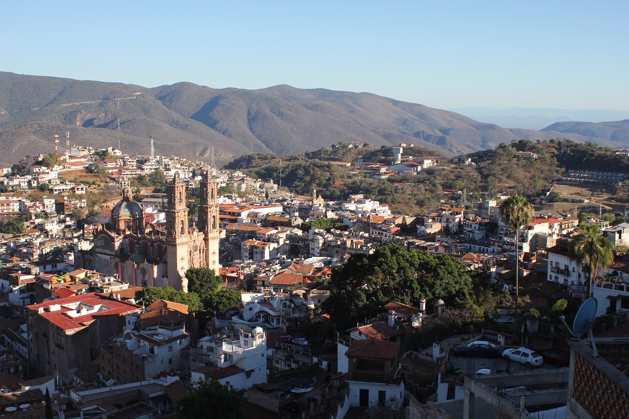 Saulėlydis, Taxco, Meksika, Perspektyva, Miestai, Katedra, Santa Prisca, Bažnyčia, Kultūra, Dangus