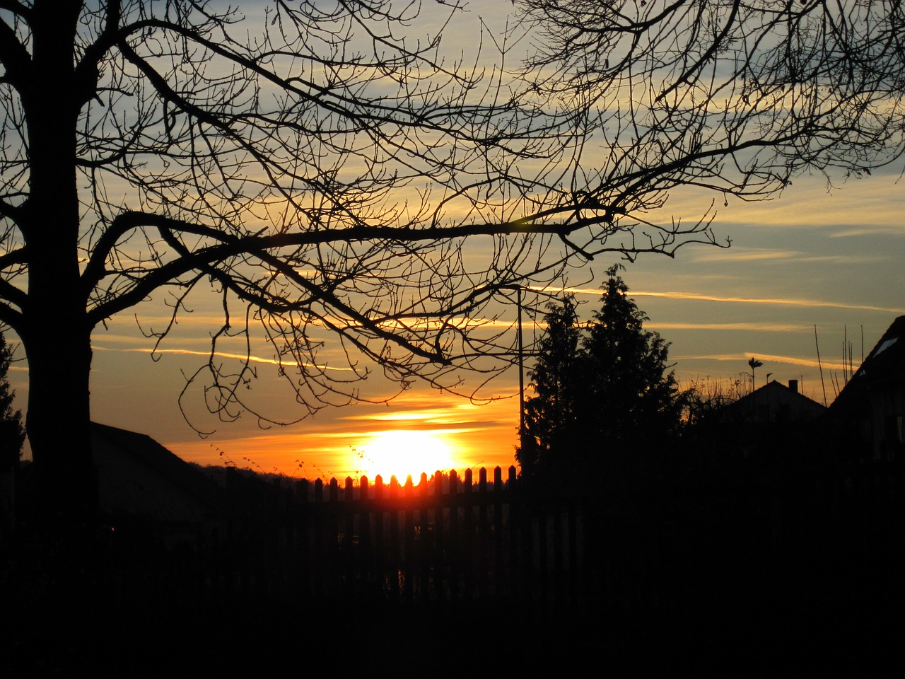 Saulėlydis, Medis, Tvora, Saulė, Twilight, Siluetas, Debesys, Abendstimmung, Vakaras, Nemokamos Nuotraukos