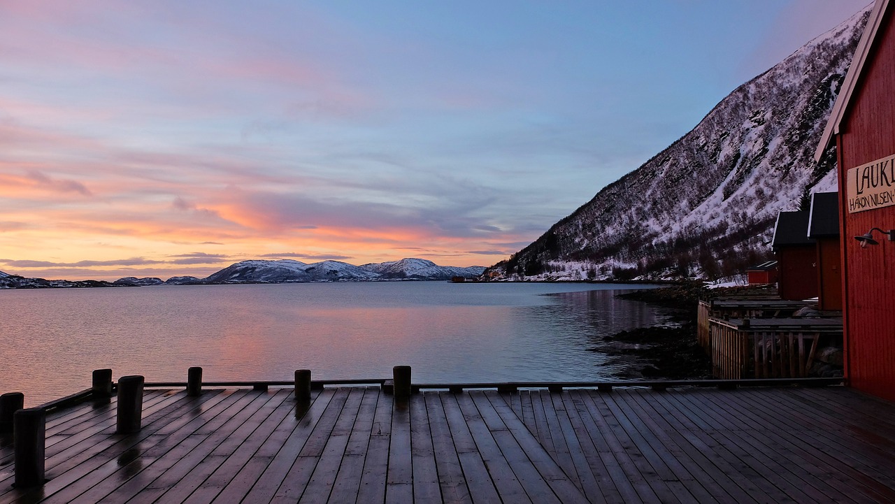 Saulėlydis, Besikeičiantis, Oranžinė, Raudona, Mėlynas, Atspindys, Nuostabus, Gražus, Jūra, Fjordas