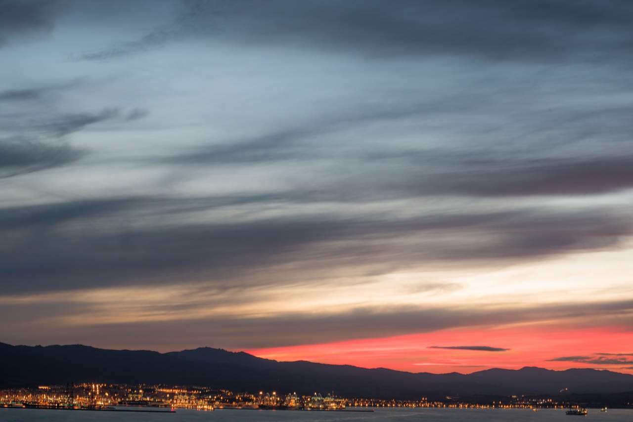 Saulėlydis, Gibraltaras, Algeciras, Valtys, Laivai, Dangus, Debesys, Saulė, Dusk, Įlanka