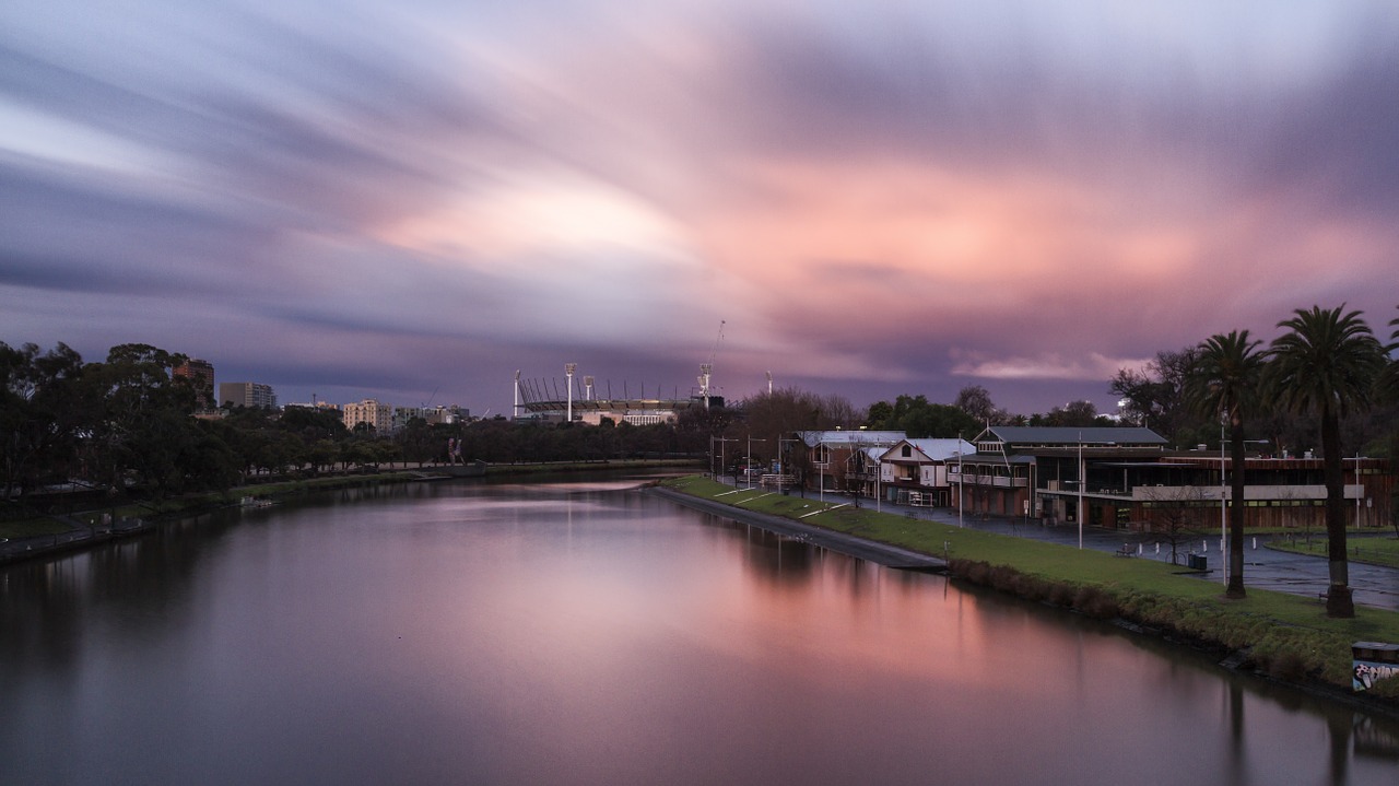 Saulėlydis, Melburnas, Yarra, Upė, Australia, Viktorija, Dangus, Kelionė, Miestas, Miesto Panorama