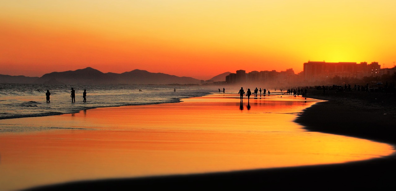 Saulėlydis, Papludimys, Sol, Vakarą, Beira Mar, Brazilija, Dangus, Ipanema, Mar, Horizontas